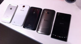 HTC One (2014) Dummy Unit Compared to iPhone 5S, Galaxy S4, LG G2, and Others