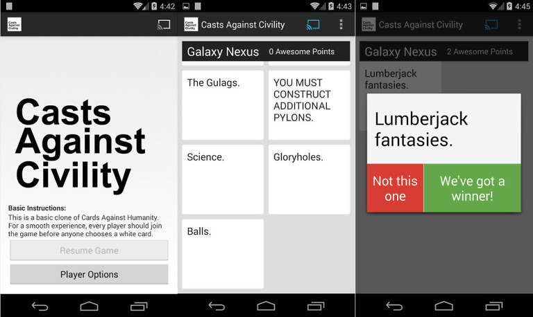 Casts Against Civility is Like Cards Against Humanity for Your Chromecast
