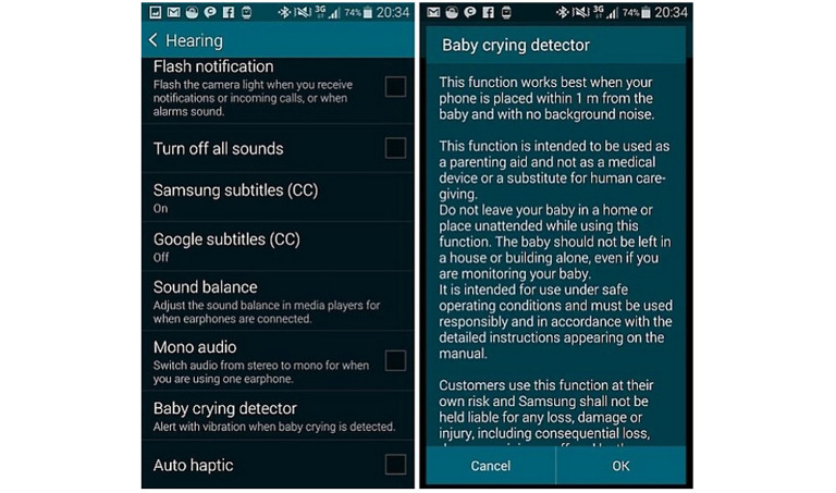 Random, Non-Promoted Galaxy S5 Feature:  Baby Crying Monitor