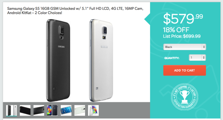 Deal: New Samsung Galaxy S5 Through 1Sale Listed at Only $579.99