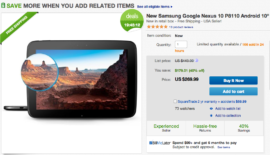 Deal:  New Nexus 10 16GB for $269 With Free Shipping