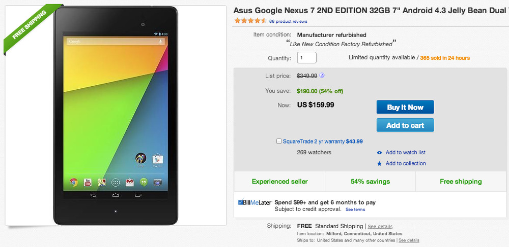 Deal:  Cheap 32GB Nexus 7 (2013) is Back for $159.99, $110 Off