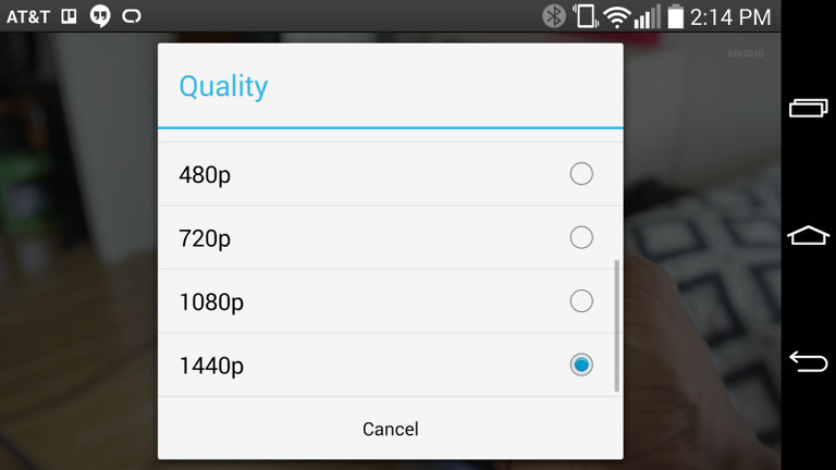 1440p Showing Up as a YouTube Quality Option on the LG G3