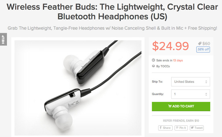 Deal:  $24 for Feather Buds Bluetooth Earbuds