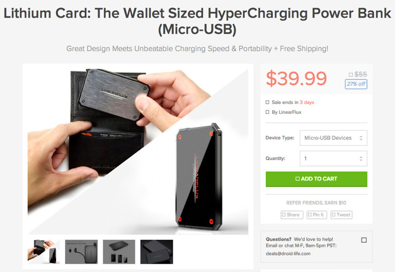 Deal:  Lithium Card is a Wallet-Sized Power Bank for $39