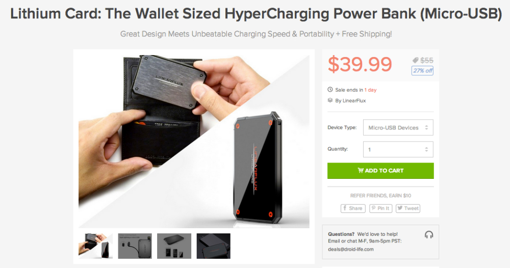 Deal: Only a Few Hours Left to Grab $39 LithiumCard Power Bank