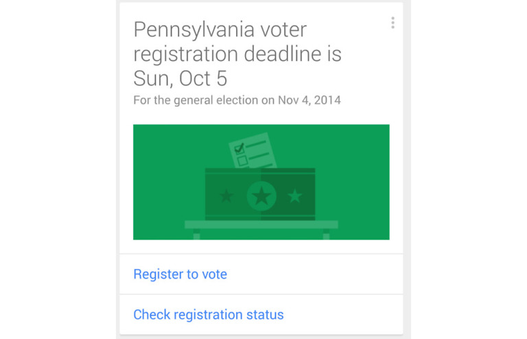 Google Now is Reminding People to Register to Vote