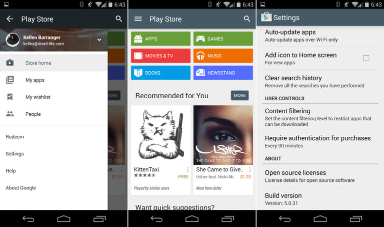 Download: Google Play Version 5.0 With Material Design