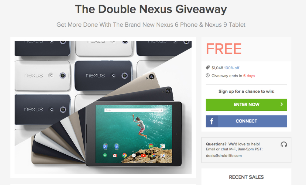 Giveaway: Score a Free Nexus 6 and Nexus 9 Through the Double Nexus Giveaway