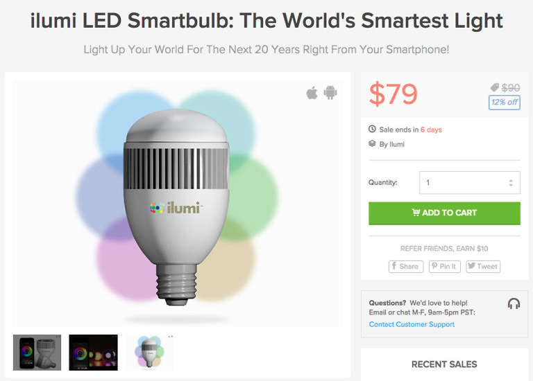 Deal:  ilumi LED Smartbulb is Back for $79 on DL Deals