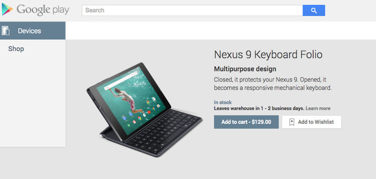 Nexus 9’s Keyboard Folio Now In-Stock and Shipping From Google Play for $129