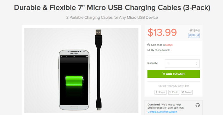 Deal: Durable and Flexible 7″ Micro USB Cables, Pack of 3 for $15