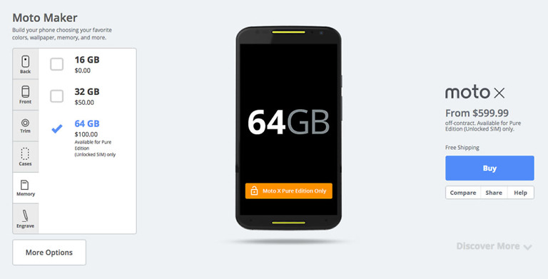 Motorola Adds 64GB Option to Moto X “Pure Edition” on Moto Maker
