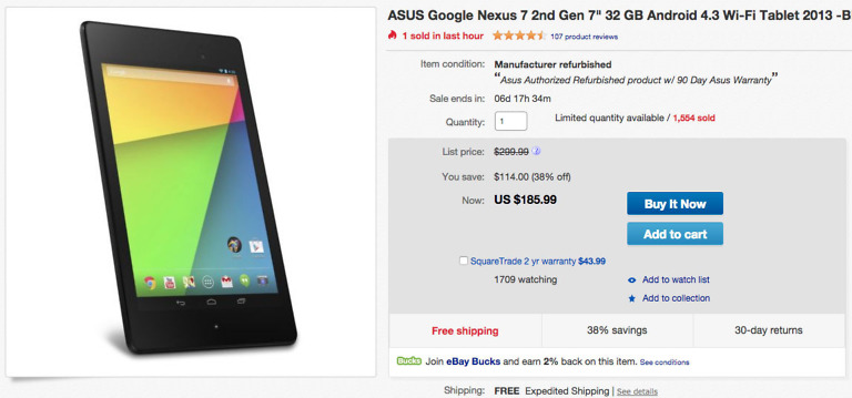 Deal:  Nexus 7 (2013) 32GB for $185 on eBay