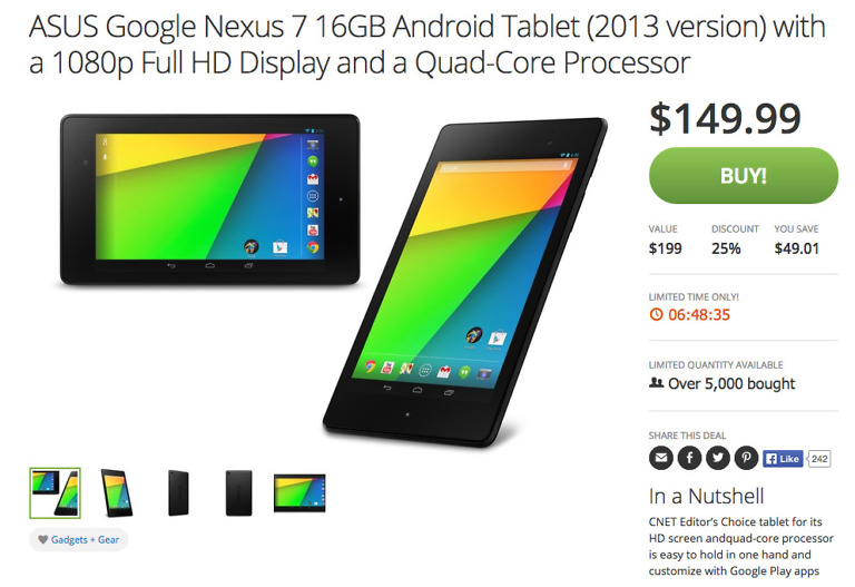 Deal:  Nexus 7 (2013) 16GB is Still Just $149 at Groupon, But Only for a Few More Hours