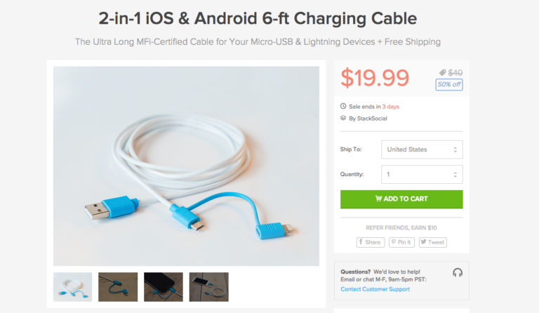 Deal: 2-in-1 Android and iOS 6ft Charging Cable for $19.99