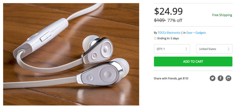 Reminder:  Only Two Days Left for These $25 Bluetooth Ear Buds