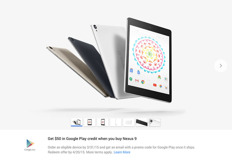Deals: $50 Google Play Credit When You Buy Nexus 6, Nexus 9, or Android Wear Device – $50 Off Sony Smartwatch Too