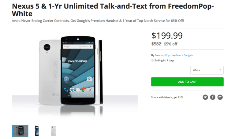 Deal: Buy a Nexus 5 With Year-Long Data Plan From FreedomPop for $199 (Updated)