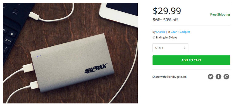 Deal:  This SHARKK 15,000mAh Dual-Port Portable Charger is Just $30