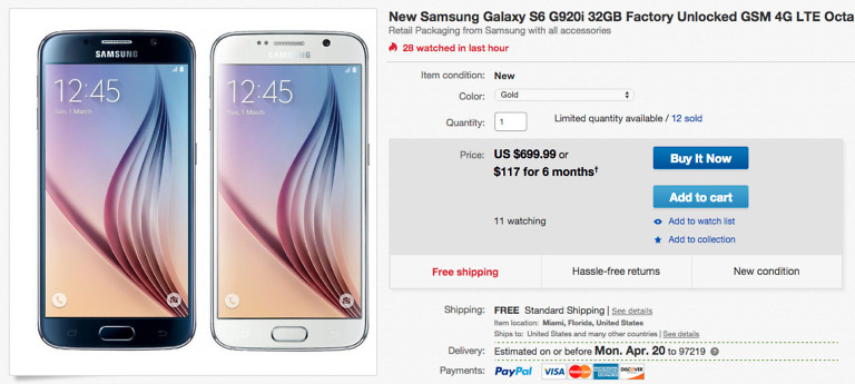 If You Want an Unlocked Galaxy S6, eBay has You Covered for $699