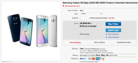 Deal:  New Unlocked Galaxy S6 Edge (SM-G925i) for $799
