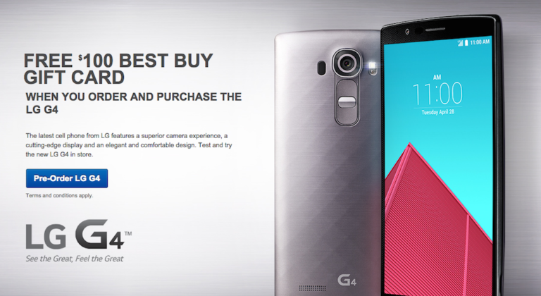 Receive a $100 Gift Card When You Pre-Order the LG G4 From Best Buy