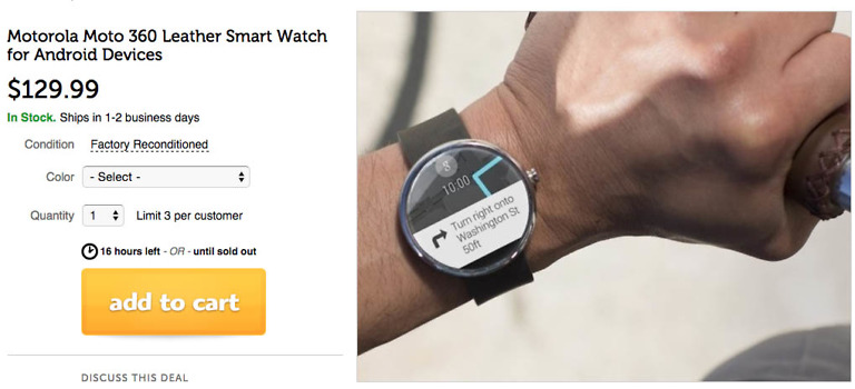 Deal:  Moto 360 is Just $130 Today From Woot
