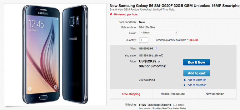 Deal:  Unlocked Galaxy S6 is Just $529 Today at eBay
