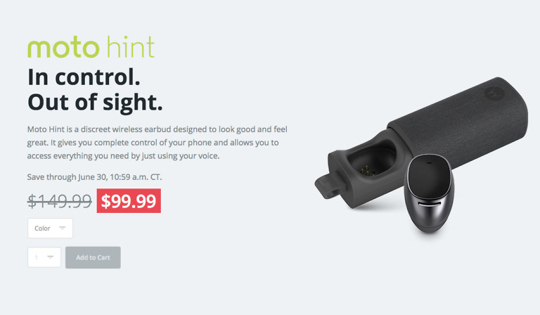 Deal:  Moto Hint Drops to $99 This Week Only ($50 Off)
