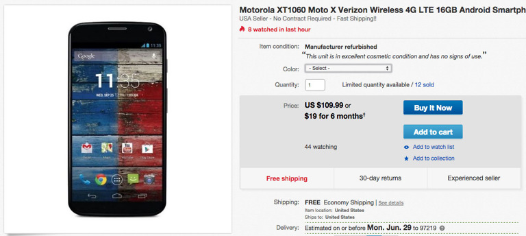 Deal:  Verizon Moto X (1st Gen) is Just $110 at eBay Today