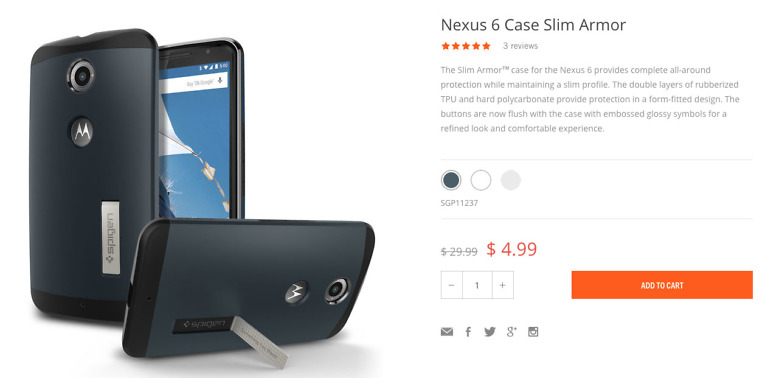 Deal:  Spigen’s Nexus 6 Slim Armor is $4.99 ($25 Off)