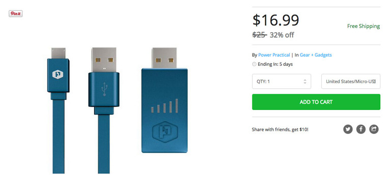 Deal:  $17 Smart Micro USB Charger Tells You How Fast Your Phone is Charging