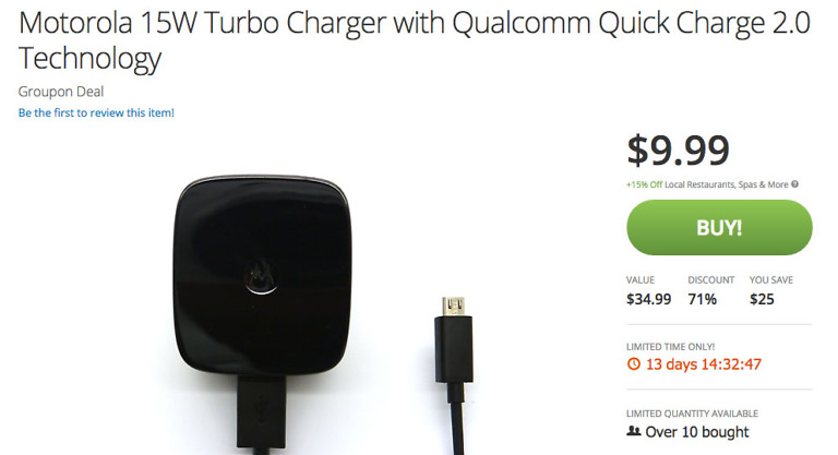 Awesome Deal:  Motorola Turbo Chargers for $9.99!