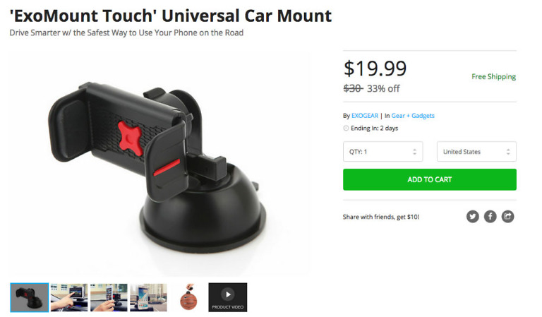 Deal: ExoMount Touch Universal Car Mount for $20, Free Shipping