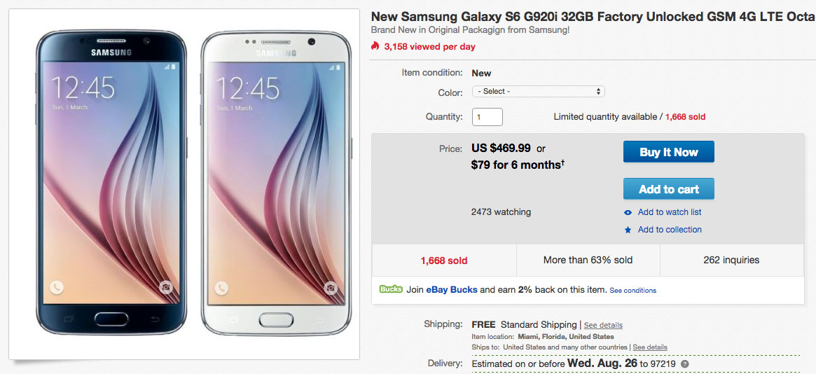 DEAL:  New Unlocked Galaxy S6 for Just $469