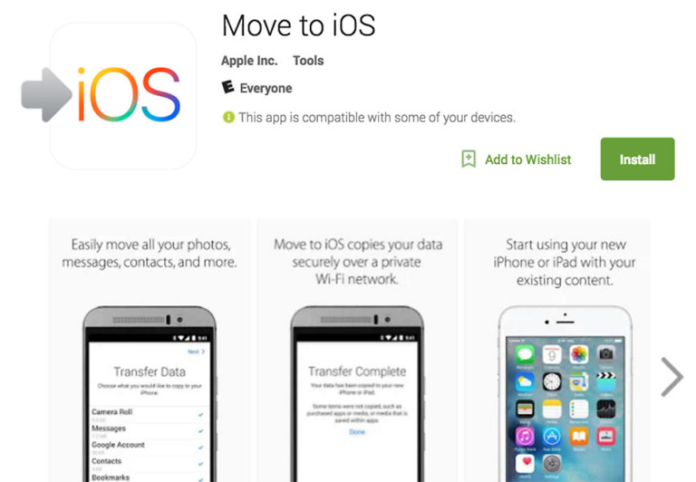 Apple’s First Android App, Move to iOS, Hits Google Play