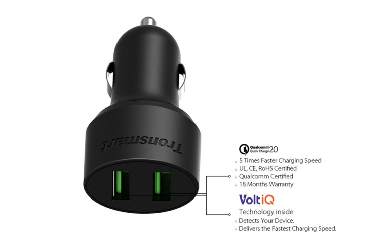 Deal:  Tronsmart Dual-Port Quick Charge 2.0 Car Charger is $10.99 With This Code