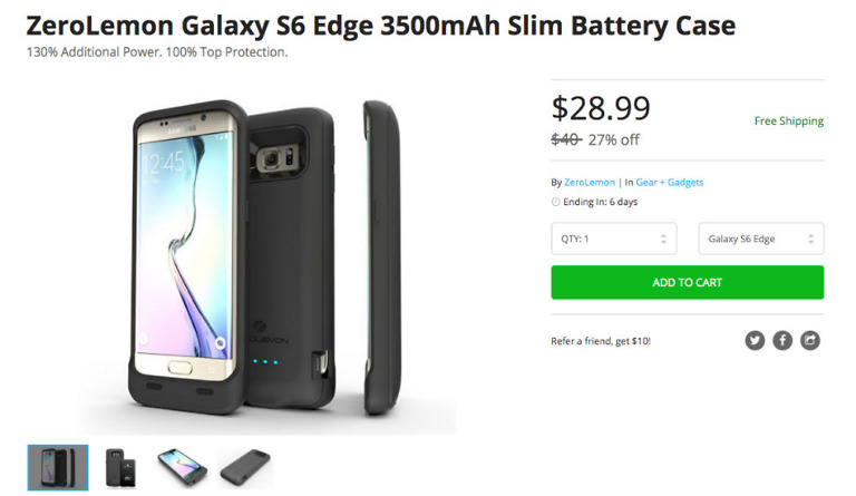 Deal: ZeroLemon Galaxy S6 Edge 3500mAh Slim Battery Case for $29