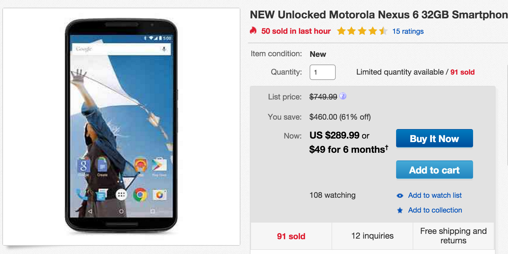 DEAL:  Nexus 6 at eBay is Now Just $289. Wow. (Updated: IT’S BACK!)