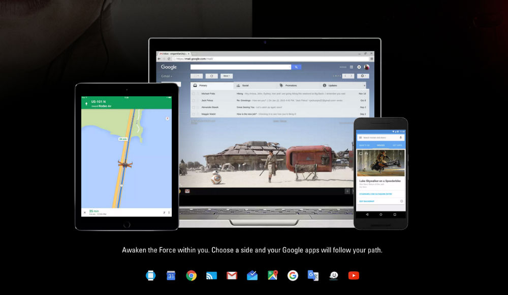 Google Awakens the Force With Star Wars Themes for Apps, Includes Gmail and Maps