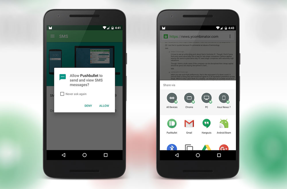 Pushbullet Gets Updated for Marshmallow With Direct Share and Runtime Permissions Support