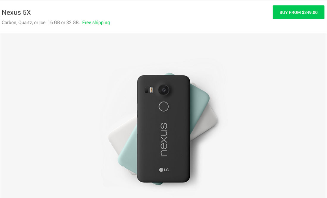 Nexus 5X Drops to $349 at Google Store