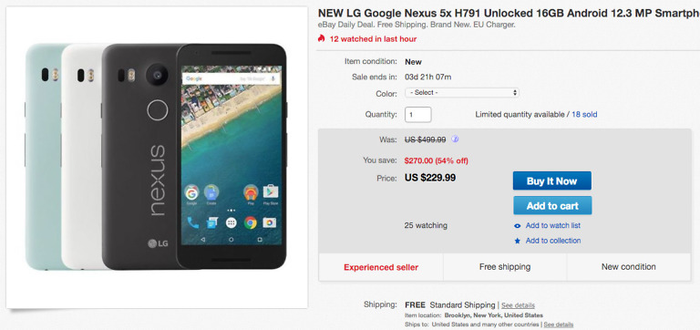 DEAL: Nexus 5X 16GB is Just $229 Today at eBay ($120 Off)