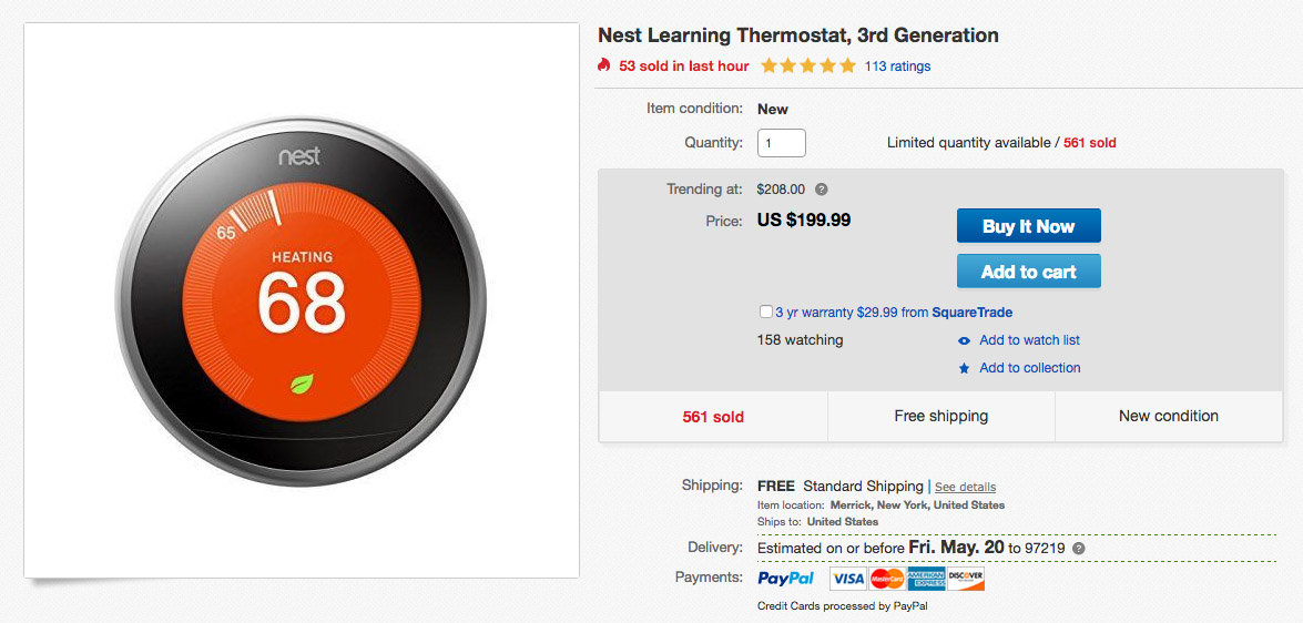 DEAL: Nest Thermostat (3rd Gen) is $199 Today at eBay ($50 Off)