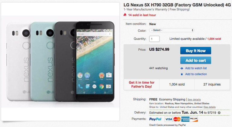 DEAL: Nexus 5X is Just $275 Today at eBay ($125 Off)