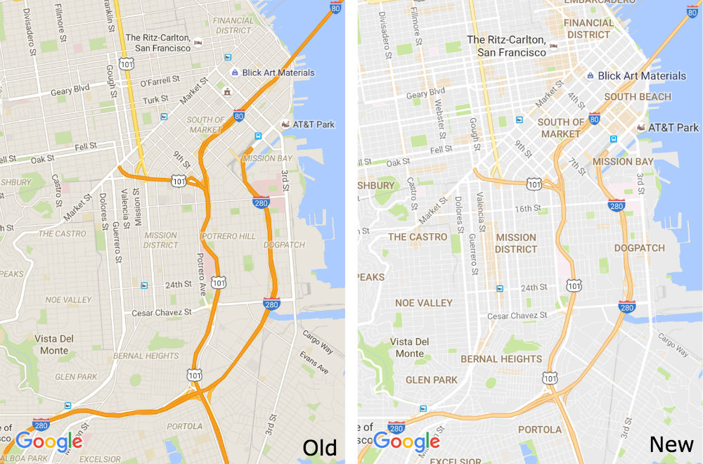 Google Maps Updated With Improved Typography, Areas of Interest