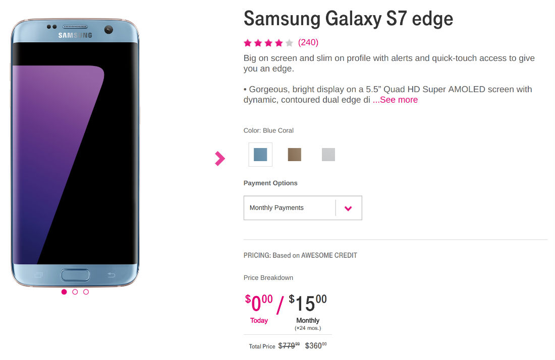 DEAL: T-Mobile Hosting Mega-Phone Sale – $360 for Galaxy S7, S7 Edge, V20