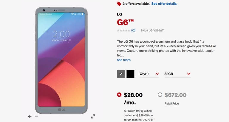 LG G6 Launched at Verizon Today, and You Can Still Get a Free TV With Purchase