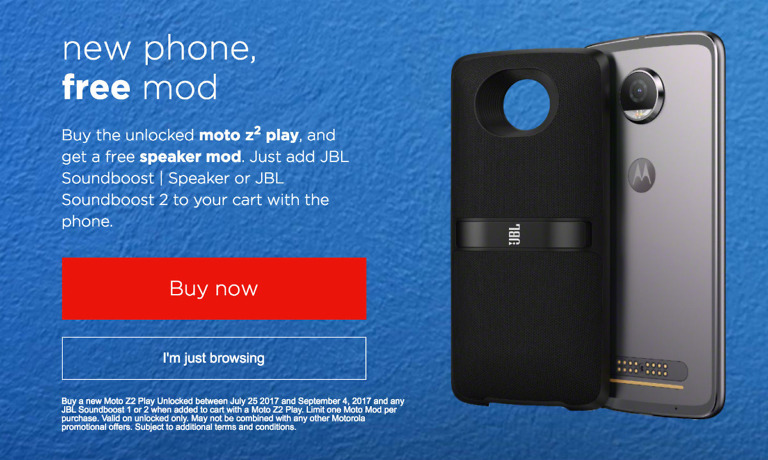 DEAL: Buy a Moto Z2 Play, Get a Free JBL SoundBoost 2 Moto Mod